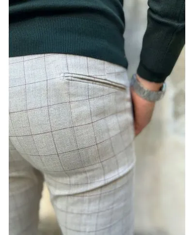 Pantaloni uomo beige, a quadri - Paul Miranda