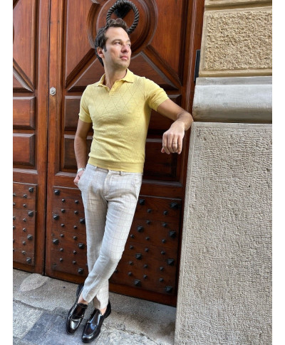 Pantaloni uomo beige, a quadri - Paul Miranda