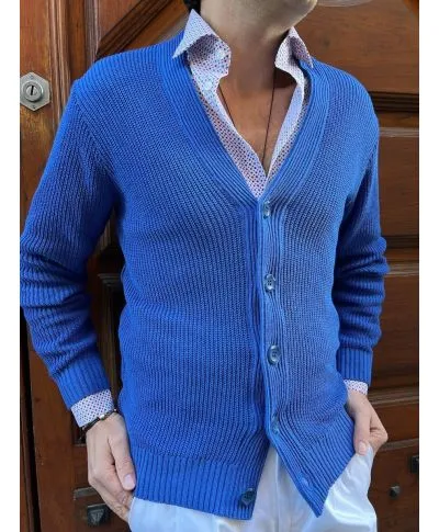 Cardigan uomo con bottoni - Blu