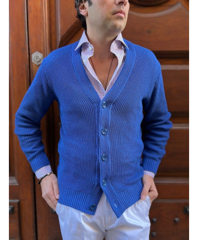 Cardigan uomo con bottoni - Blu