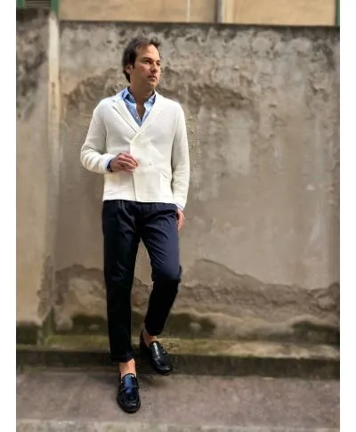 Cardigan uomo - Bianco - Doppiopetto