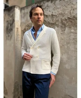 Cardigan uomo - Bianco - Doppiopetto