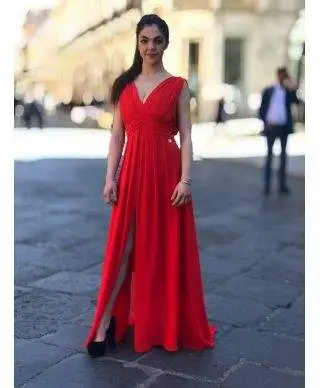 Abito lungo corallo - Elegante - Tuwe