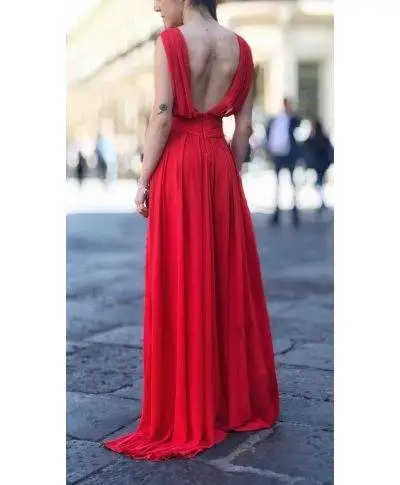 Abito lungo corallo - Elegante - Tuwe
