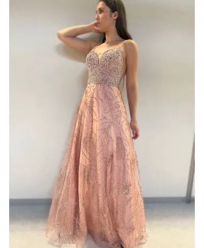 Vestito lungo elegante - Rosa - Corpetto Swarowski - Palma