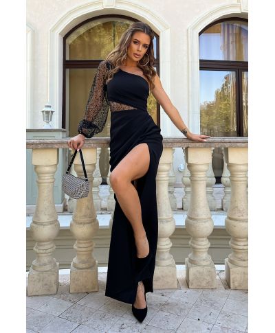 Vestito lungo monospalla, nero - Mimi - Abiti per lauree, comunioni, battesimi - Gogolfun.it