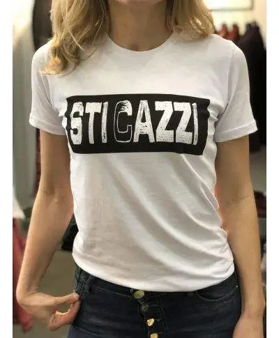 T shirt donna - Maglietta bianca con Scritta divertente - T shirt sti cazzi