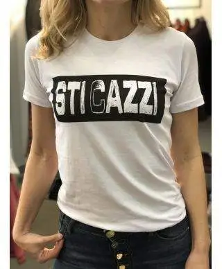 T shirt donna - Maglietta bianca con Scritta divertente - T shirt sti cazzi