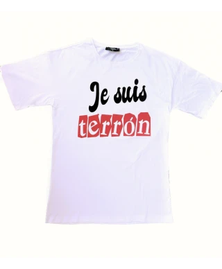 T shirt uomo divertenti, bianca - je suis terron