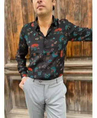 Camicia uomo fantasia - Floreale - Collo classico
