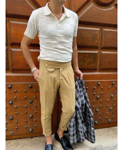 Pantaloni uomo - Cammello - Vita alta