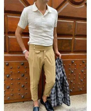 Pantaloni uomo - Cammello - Vita alta