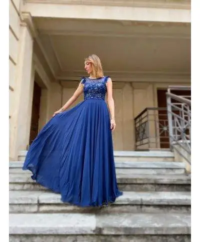 Vestito elegante da cerimonia - Blu - Fiesta