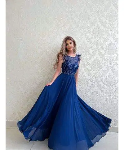 Vestito elegante da cerimonia - Blu - Fiesta