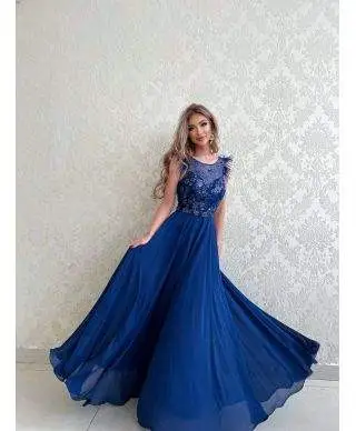 Vestito elegante da cerimonia - Blu - Fiesta