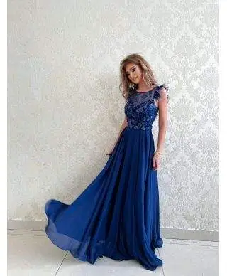 Vestito elegante da cerimonia - Blu - Fiesta