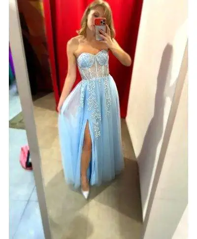 Vestito da cerimonia - Azzurro - Stella