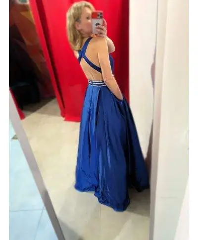 Vestito da cerimonia, blu - Stile impero - Nuvola