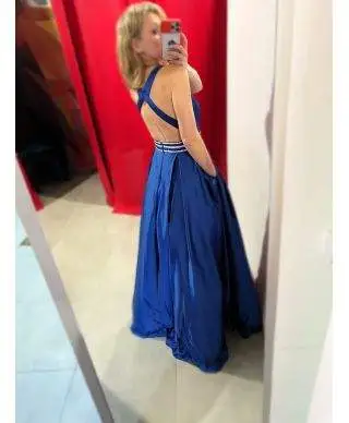 Vestito da cerimonia, blu - Stile impero - Nuvola