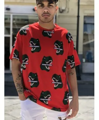 T shirt Dinosauro - Maglietta uomo - Rossa