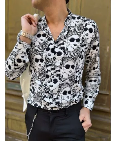 Camicia uomo fantasia - Bianco e nera