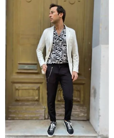 Camicia uomo fantasia - Bianco e nera