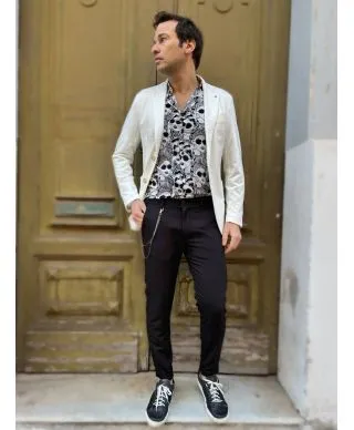 Camicia uomo fantasia - Bianco e nera