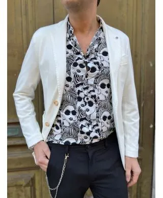 Camicia uomo fantasia - Bianco e nera