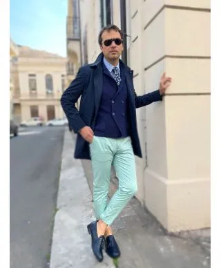 Pantaloni uomo - Chino - Verde Tiffany - Paul Miranda