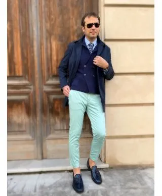 Pantaloni uomo - Chino - Verde Tiffany - Paul Miranda