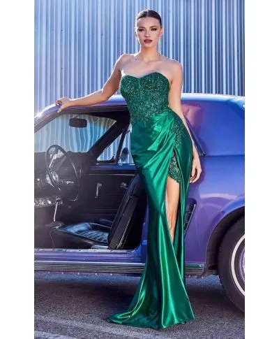 Vestito a sirena - Verde - Corpetto decorato