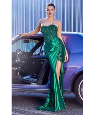 Vestito a sirena - Verde - Corpetto decorato