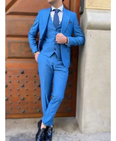 Abito uomo - Azzurro - Con gilet - Mac
