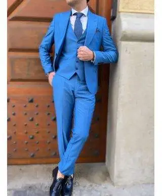 Abito uomo - Azzurro - Con gilet - Mac