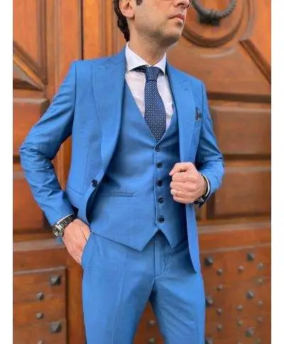 Abito uomo - Azzurro - Con gilet - Mac