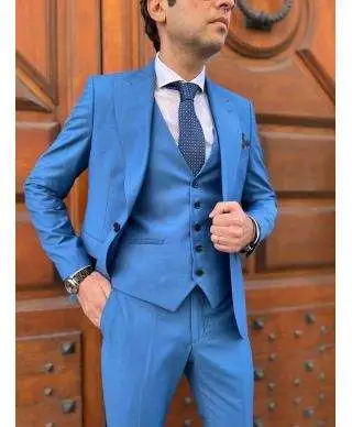 Abito uomo - Azzurro - Con gilet - Mac