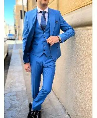 Abito uomo - Azzurro - Con gilet - Mac