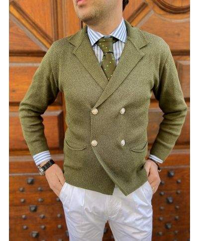 Cardigan uomo - Verde - Doppiopetto