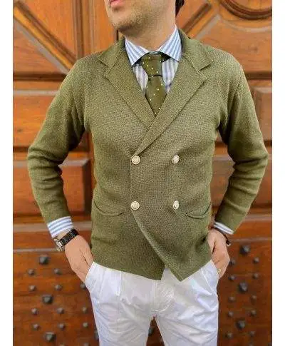 Cardigan uomo - Verde - Doppiopetto