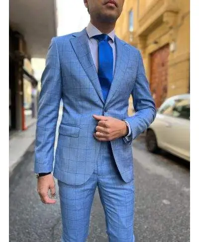 Abito uomo - A quadri - Azzurro