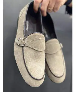 Mocassini uomo - Beige - Con fibbia - Made in Italy