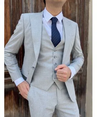 Abito uomo grigio perla - Con gilet - Vin