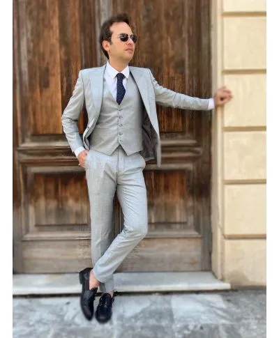 Abito uomo grigio perla - Con gilet - Vin