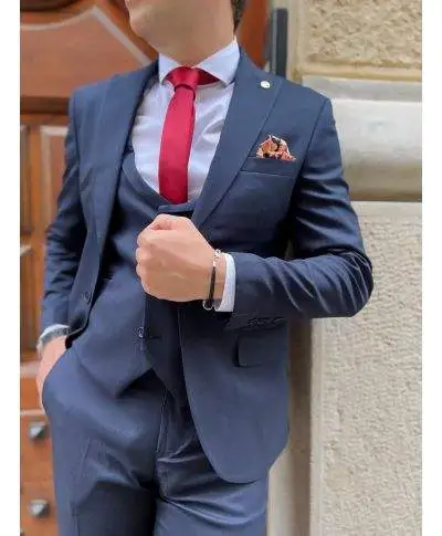 Abito uomo blu - Con gilet doppiopetto - Xavier