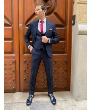 Abito uomo blu - Con gilet doppiopetto - Xavier