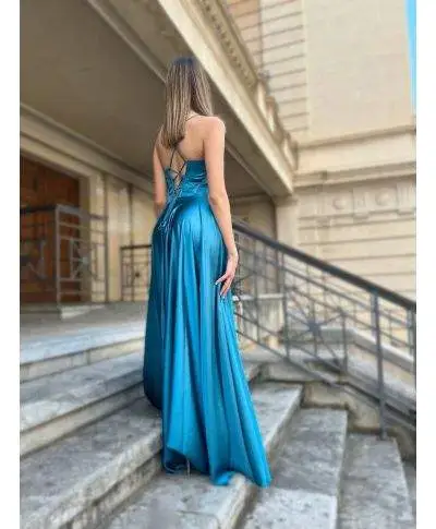 Vestito lungo elegante - Turchese - Malia