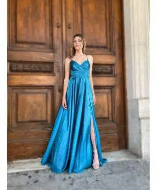 Vestito lungo elegante - Turchese - Malia