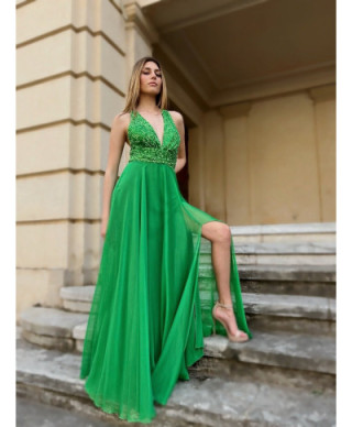 Vestito da cerimonia, Verde - Con spacco - Brigit