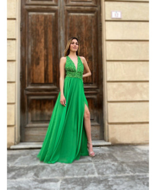 Vestito da cerimonia, Verde - Con spacco - Brigit