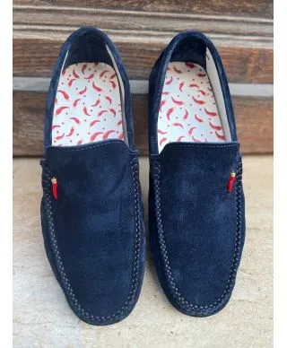 Mocassini uomo blu - Vera pelle - Peperoncini